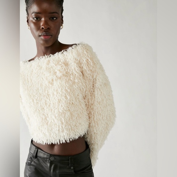 NWT Free People Flutter Top XS Cream Feather Effect - Picture 1 of 8